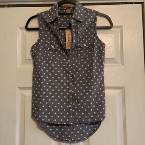 FREE WITH PURCHASE****** Fun & Flirt, polka dot blouse, size X Small, NWT